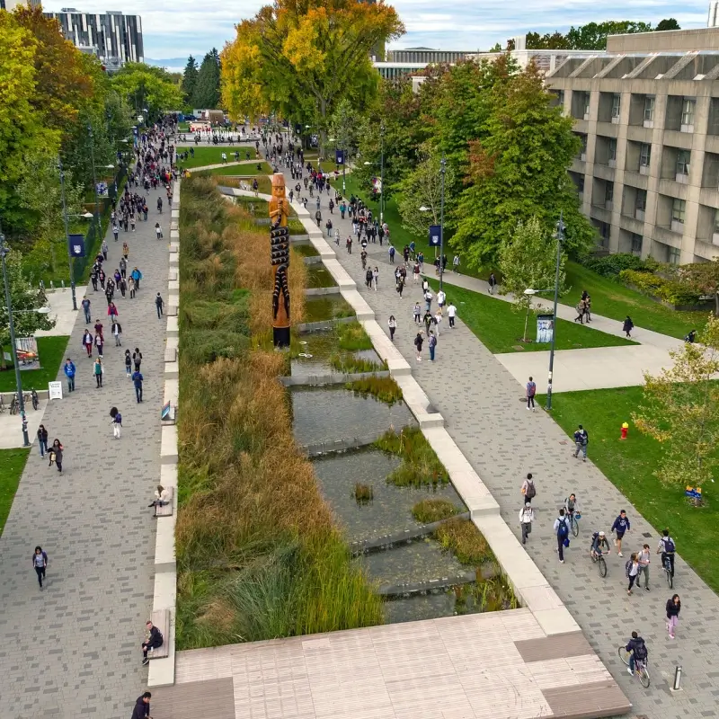 Aerial view of University Boulevard at University of British Columbia