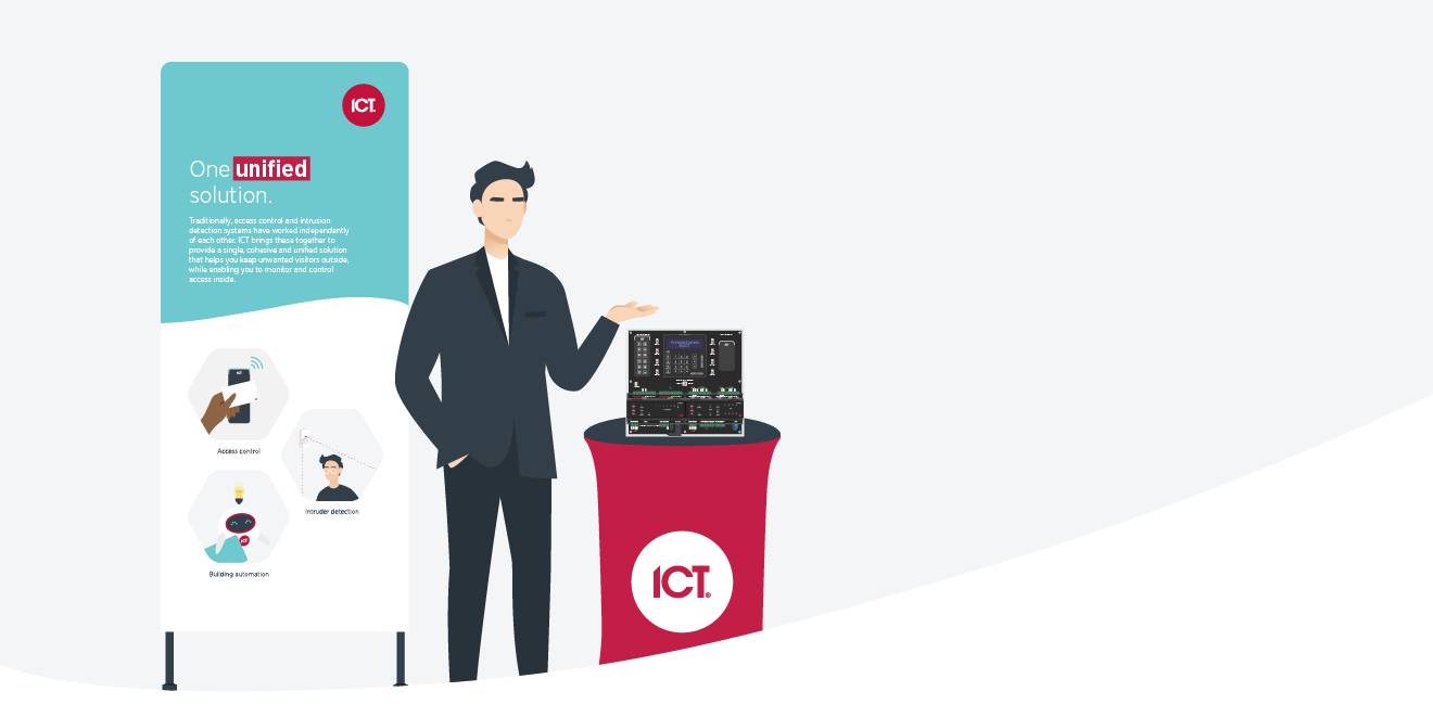 Illustration of a man with an ICT kit