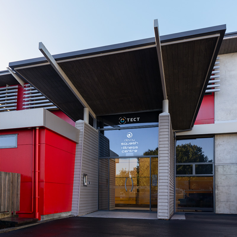 Exterior and entrance to Devoy Squash & Fitness Centre in Tauranga