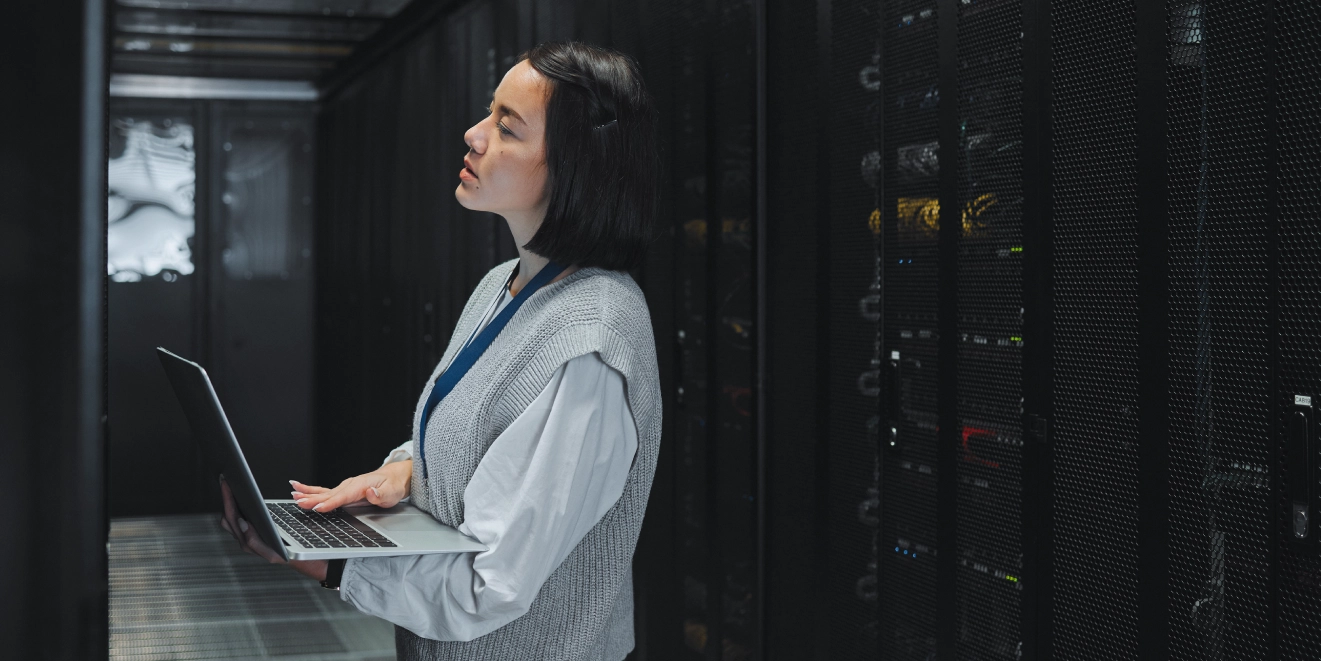 image of a person inside a data center