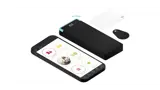 Image of a mobile phone, ICT card reader, access card and tag